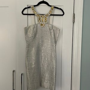 Silver/white beaded dress, Laundry size 4. Graduation or cocktail party